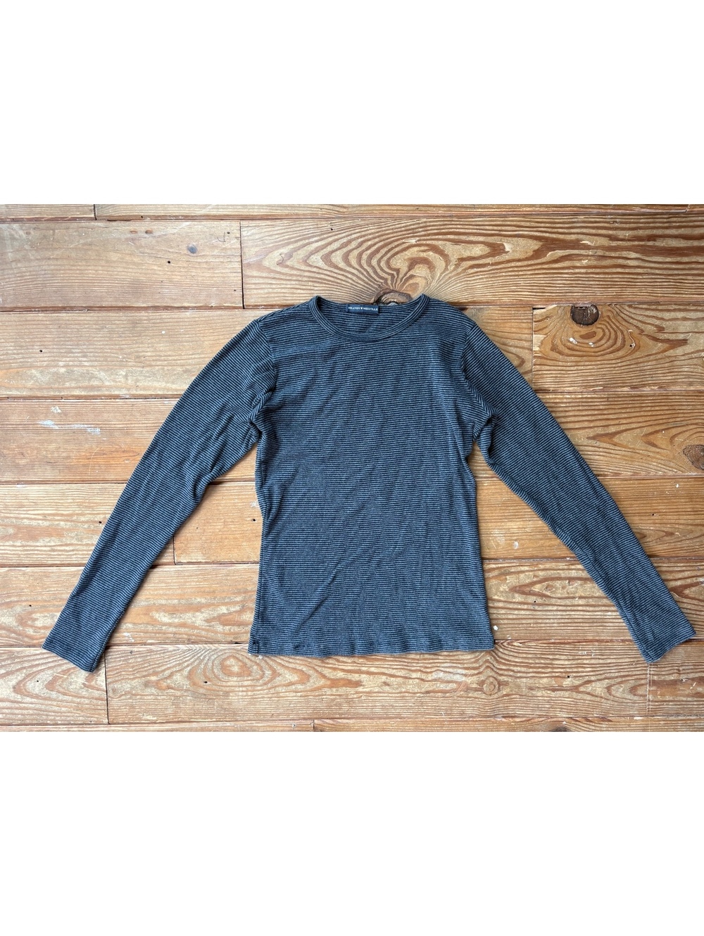 Brandy Melville Charcoal Gray Ribbed Striped Long Sleeve Top One Size